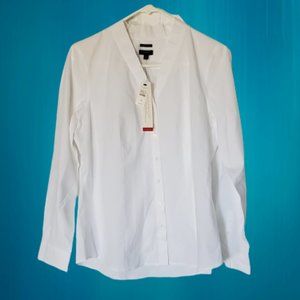 Talbots Petite Wrinkle Resistant White Long Sleeve Blouse, 12 Petite, NWT